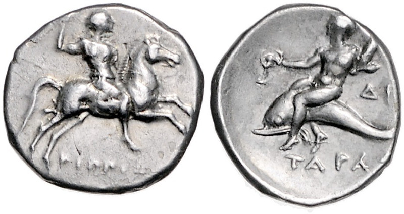 Kalabrien-Tarent. 
AR-Stater (Didrachmon) (Nomos 273-235 BC). SNG&nbsp;München&...