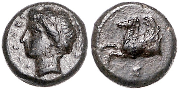 Sizilien-Syrakus. 
AE-Tetras (um 336/317). SNG&nbsp;München&nbsp;1167-1169. sch...