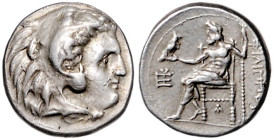 Makedonien. 
Alexander III. 336-323 v. Chr. AR-Drachme o.J. postum um 323/319, Sardeis. Price&nbsp;2596. 4,21&nbsp;g. . 
f.vz