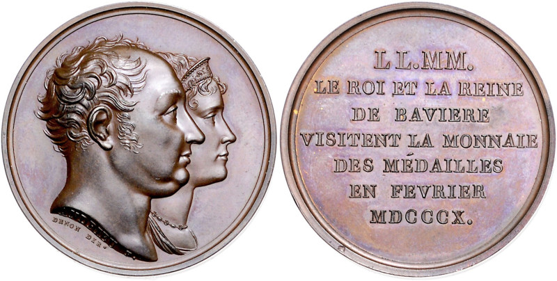 Bayern. 
Maximilian I. Joseph 1806-1825. Bronzemedaille 1810 (v. Andrieu) auf d...