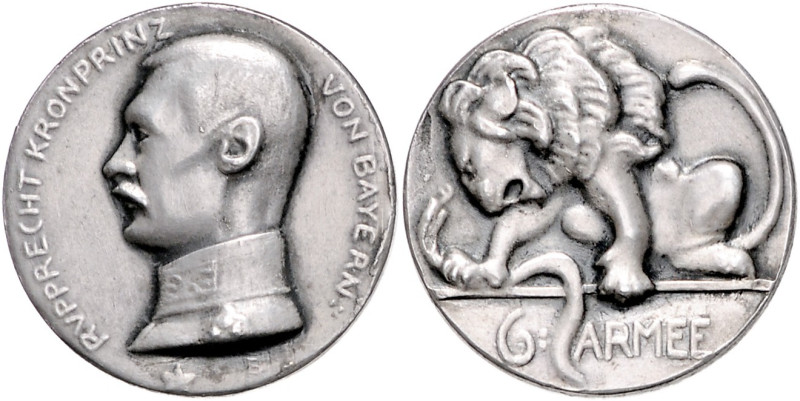 Bayern. 
Rupprecht, *1869, +1955, Sohn Ludwigs III. Versilberte Eisengussmedail...