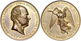 Brandenburg/-Preußen. 
Friedrich Wilhelm IV. 1840-1861. Vergoldete Bronzemedaille 1844 (v. Loos/Lorenz/Schilling) auf das 50-jährige Dienstjubiläum v...