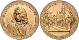 Brandenburg/-Preußen. 
Friedrich Wilhelm IV. 1840-1861. Einseitige Probenabschläge o.J. der Vorder- und Rückseite der Medaille (v. Loos/Voigt) auf di...