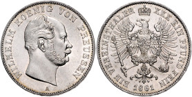 Brandenburg/-Preußen. 
Wilhelm I. 1861-1888. Vereinstaler 1861 A. Kahnt&nbsp;386, Davenport&nbsp;780, AKS&nbsp;97, Thun&nbsp;266. winz. Rf.. 
f.st