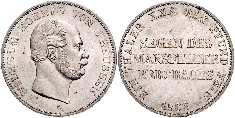 Brandenburg/-Preußen. 
Wilhelm I. 1861-1888. Ausbeutevereinstaler 1862 A. Kahnt...