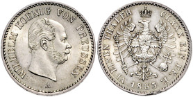 Brandenburg/-Preußen. 
Wilhelm I. 1861-1888. 1/6 Taler 1863 A. AKS&nbsp;100, Jaeger&nbsp;91. . 
st-