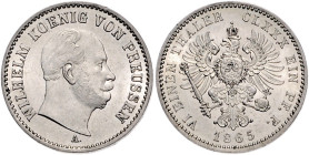 Brandenburg/-Preußen. 
Wilhelm I. 1861-1888. 1/6 Taler 1865 A. AKS&nbsp;101, Jaeger&nbsp;95. . 
st