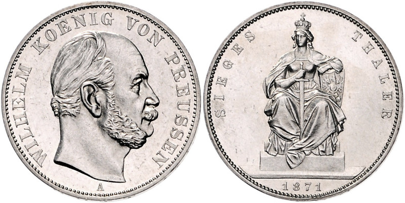 Brandenburg/-Preußen. 
Wilhelm I. 1861-1888. Vereinstaler (Siegestaler) 1871 A....