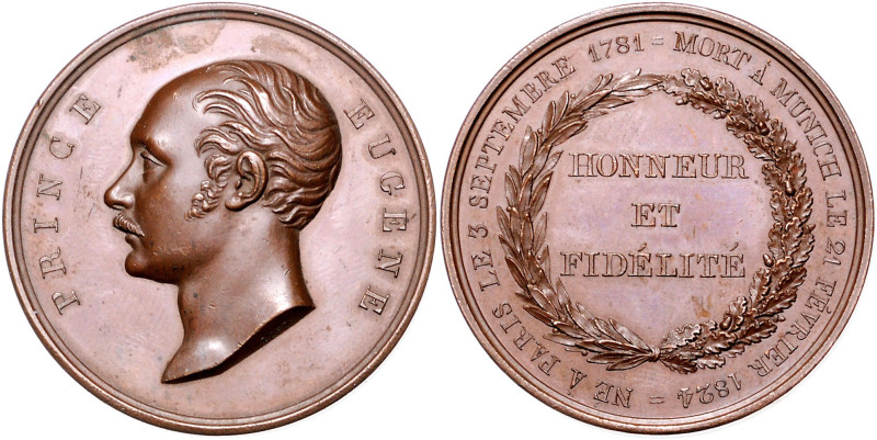 Leuchtenberg. 
Eugène de Beauharnais 1817-1824. Bronzemedaille 1824 (v. Losch) ...