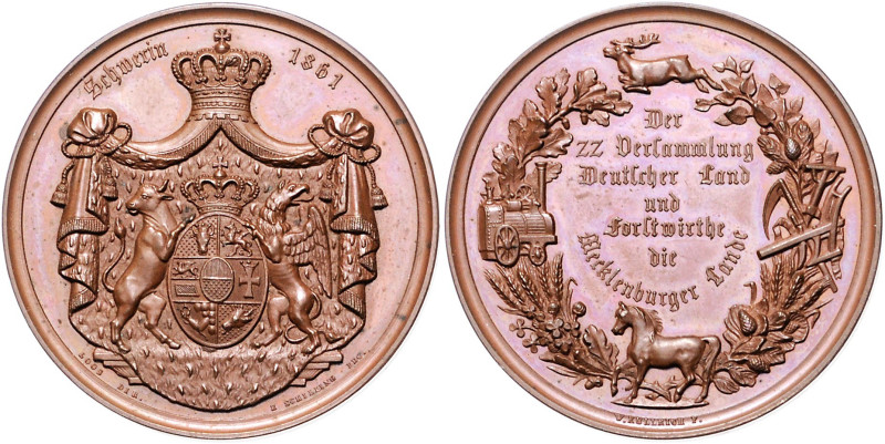 Mecklenburg-Schwerin, Stadt. 
Bronzemedaille 1861 (v. Loos/Kullrich/Schilling) ...