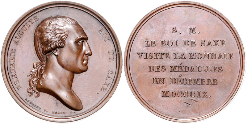 Sachsen/-Albertinische Linie. 
Friedrich August I. 1806-1827. Bronzemedaille 18...