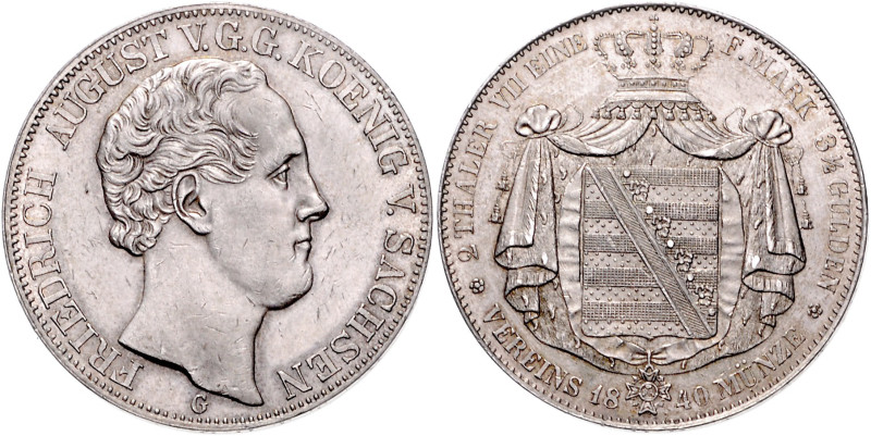 Sachsen/-Albertinische Linie. 
Friedrich August II. 1836-1854. Doppeltaler 1840...