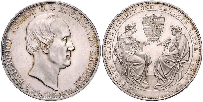 Sachsen/-Albertinische Linie. 
Friedrich August II. 1836-1854. Doppeltaler 1854...