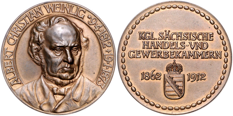 Sachsen/-Albertinische Linie. 
Friedrich August III. 1904-1918. Bronzemedaille ...