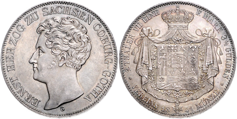 Sachsen/-Coburg-Gotha. 
Ernst I. 1826-1844. Doppeltaler 1841 G. Kahnt&nbsp;492,...