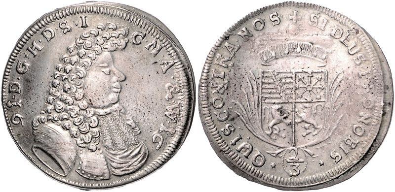 Sachsen-Römhild. 
Heinrich 1680-1710. 2/3 Taler 1691. Slg.&nbsp;Merseburger&nbs...