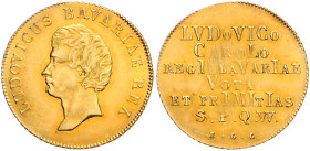 Würzburg, Stadt. 
Neujahrsgoldgulden 1826 Präsent der Stadt, die Rückseiteninschrift enthält das Chronogramm der Jahreszahl 1826. Friedberg&nbsp;287,...