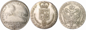 Deutsche Münzen bis 1871. 
Lot von 5 Stücken: MANSFELD-vorderortische Linie zu Eisleben, Johann Georg III. 1663-1710: 1/3 Taler 1669 ABK (ss, kl. Hkl...