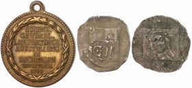 Deutsche Münzen bis 1871. 
Lot von 3 Stücken: HOHENLOHE Ulrich 1371-1408 - 2 Pfennige nach Würzburger Schlag o.J. in 2 Varianten, mit alten Sammlerze...