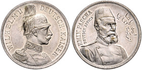 Deutsch-Ostafrika. 
Versilberte Messingmedaille o.J. (unsign.) Emin Pascha / Kaiser Wilhelm II. Slg.&nbsp;Brettauer&nbsp;307, Slg.&nbsp;Marienburg&nb...