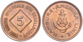 Hamburg. 
5 Pfennig o.J. der Amerika-Linie. Menzel&nbsp;10502.6. . 
vz