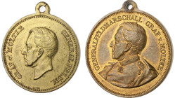 Erster Weltkrieg-Medaillen. 
Lot von 3 Stücken: Silbermedaille 1914 (v. Lauer) auf General v. Emmich (PP-, 33,4mm 17,14g), Bronzemedaille o.J. (v. La...