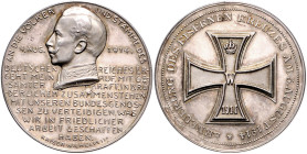 Erster Weltkrieg-Medaillen. 
Silbermedaille 1914 (v. Oertel) auf die Erneuerung des Eisernen Kreuzes, i.Rd: SILBER 990. Zetzmann&nbsp;6002. 35,4&nbsp...