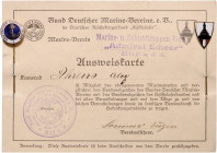 Erster Weltkrieg-Medaillen. 
Lot von 3 Stücken: Emaillierte Anstecknadeln des Deutschen Marinebundes und des Deutschen Reichskriegerbundes Kyffhäuser...