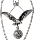 Erster Weltkrieg-Medaillen. 
Patriotischer Schmuck Halskette mit Krone, Adler und Miniaturmedaille, Silber, gepunzt 800. . 
vz