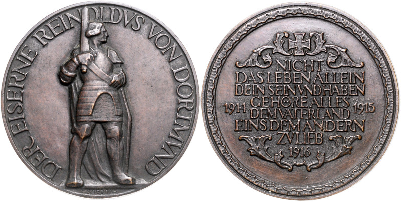 Erster Weltkrieg-Medaillen. 
Bronzegussmedaille 1916 (v. F. Bagdons) auf den Do...