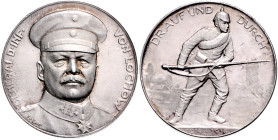 Erster Weltkrieg-Personenmedaillen. 
Lochow, Ewald von. Silbermedaille 1916 (v. Eue/Lauer) 'Drauf und Durch', i.Rd: SILBER 990. Zetzmann&nbsp;4137. 3...