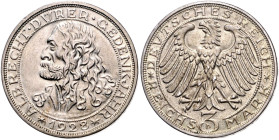 Weimarer Republik. 
3 Reichsmark 1928 D Zum 400. Todestag von Albrecht Dürer. Jaeger&nbsp;332. . 
vz
