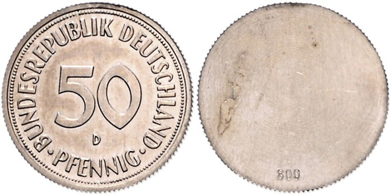 Bundesrepublik Deutschland. 
50 Pfennig o.J. Probeprägung der Wertseite in Silb...