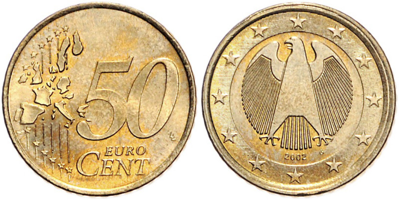 Bundesrepublik Deutschland. 
50 Cent 2002 G Kopplung des 50 Cent Wertseitenstem...