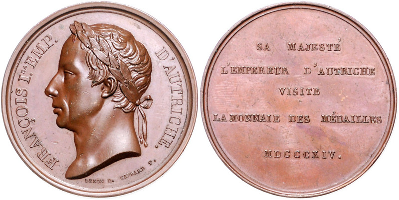 Haus Habsburg. 
Franz II.(I.) 1792-1835. Bronzemedaille 1814 (v. Denon/Gayrard)...