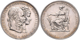 Haus Habsburg. 
Franz Joseph I. 1848-1916. Doppelgulden 1879 Auf die Silberne Hochzeit. Jaeger/Jaeckel&nbsp;369, Herinek&nbsp;824. . 
f.vz