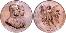 Haus Habsburg. 
Erzherzog Rudolf, Kronprinz * 1858, + 1889. Bronzemedaille 1881 (v. Tautenhayn) auf seine Hochzeit mit Stephanie von Belgien. Hauser&...