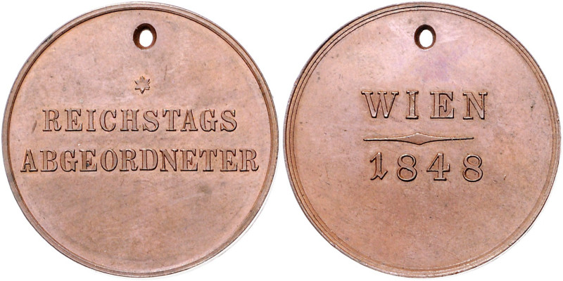 Wien, Stadt. 
Bronzemedaille 1848 Abzeichen für den Reichstagsabgeordneten in W...