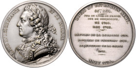 Frankreich. 
Ludwig XV. 1715-1774. Versilberte Bronzemedaille 1774 (v. Caqu\'e9)/de Puymaurin) auf seinen Tod. kl. Kr. 52,1&nbsp;mm, 78,71&nbsp;g. . ...