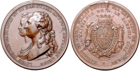 Frankreich. 
Ludwig XVI. 1774-1793. Bronzemedaille 1781 (v. Duvivier) auf die Geburt des Kronprinzen. Stiftloch im Rand 45,5&nbsp;mm, 46,80&nbsp;g. ....