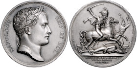 Frankreich. 
Napoleon I. 1804-1814, 1815. Silbermedaille 1812 (v. Andrieu/Jeuffroy) auf die Schlacht an der Moskwa bei Borodino, i. Rd: Füllhorn ARGE...