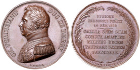 Frankreich. 
Ludwig XVIII. 1814, 1815-1824. Lot von 3 Stücken: Bronzemedaille 1815 (v. Gayrard) auf Charles-Ferdinand d'Artois, Herzog von Berry und ...