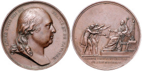 Frankreich. 
Ludwig XVIII. 1814, 1815-1824. Bronzemedaille 1814 (v. Andrieu) auf die Verkündung der 'charte constitutionelle' am 4. Juni. Slg.&nbsp;J...