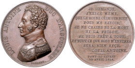 Frankreich. 
Ludwig XVIII. 1814, 1815-1824. Bronzemedaille 1815 (v. Gayrard) auf Louis Antoine d'Angouleme und seine Gefangennahme bei Pont-Saint-Esp...