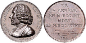 Frankreich. 
Ludwig XVIII. 1814, 1815-1824. Lot von 2 Bronzemedaillen: auf Jean Jaques Rousseau 1712-1778, 1817 (v. Dubois) aus der Serie 'Die große ...