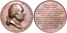 Frankreich. 
Ludwig XVIII. 1814, 1815-1824. Bronzemedaille 1820 (v. Gayrard/de Puymaurin) auf die Grundsteinlegung der Brücke über die Dordogne. kl. ...