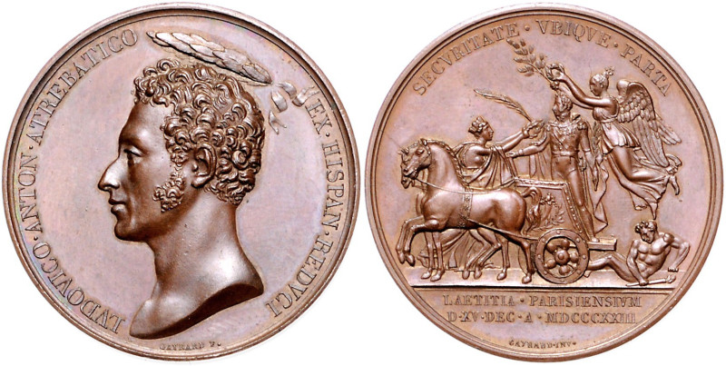 Frankreich. 
Ludwig XVIII. 1814, 1815-1824. Bronzemedaille 1823 (v. Gayrard) au...