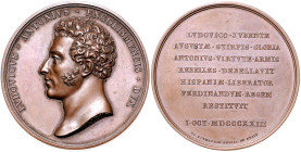 Frankreich. 
Ludwig XVIII. 1814, 1815-1824. Bronzemedaille 1823 (v. Andrieu/de Puymaurin) auf Louis Antoine d'Artois und die Niederschlagung der span...