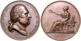 Frankreich. 
Ludwig XVIII. 1814, 1815-1824. Bronzemedaille o.J. (v. Gayrard/Andrieu/de Puymaurin) Prämie. Wellenh.&nbsp;1123. 68,3&nbsp;mm, 145,72&nb...