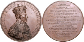 Frankreich. 
Charles X. 1824-1830. Große Bronzemedaille 1825 (v. Gatteaux) auf seine Krönung in Reims. Wurzbach&nbsp;4327. Rs: feiner Stempelsprung 7...